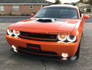 Dodge-Challenger-2008, 2009, 2010, 2011, 2012, 2013, 2014-LED-Halo-Headlights-White / Amber-RF Remote White-DO-CL0814-WHRF-WPE