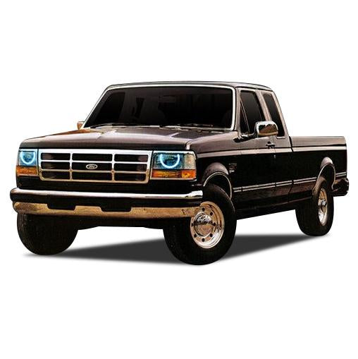 Ford-F-250-1992, 1993, 1994, 1995, 1996, 1997-LED-Halo-Headlights-ColorChase-No Remote-FO-F29297-CCH