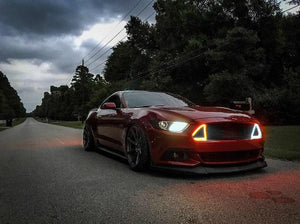 Ford-Mustang-2015, 2016, 2017-LED-Halo-Headlights-White / Amber-RF Remote White-FO-MUGT-WAG-1517-WHRF-WPE