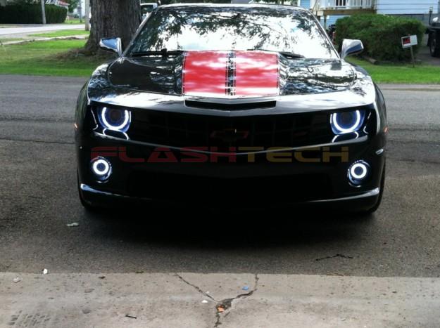 Chevrolet-Camaro-2010, 2011, 2012, 2013-LED-Halo-Headlights and Fog Lights-White-RF Remote White-CY-CARS1013-WHFRF