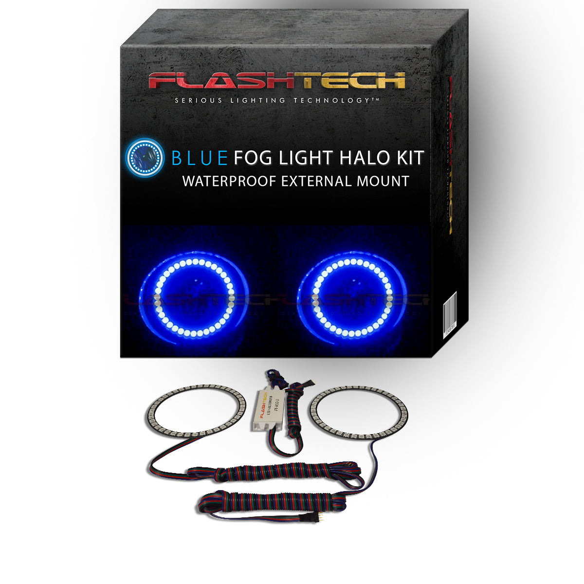 Ford-Focus-2008, 2009, 2010, 2011, 2012, 2013, 2014-LED-Halo-Fog Lights-RGB-Bluetooth RF Remote-FO-FO0814-V3FBTRF-WPE