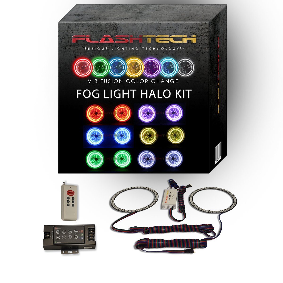 Ford-F-150-2013, 2014-LED-Halo-Fog Lights-RGB-RF Remote-FO-F11314P-V3FRF