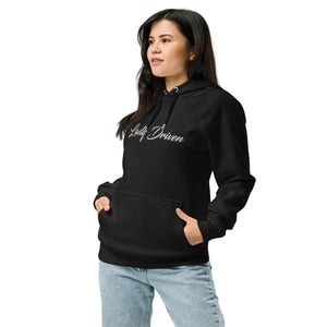 Lady Driven Unisex eco raglan hoodie (White Lettering)