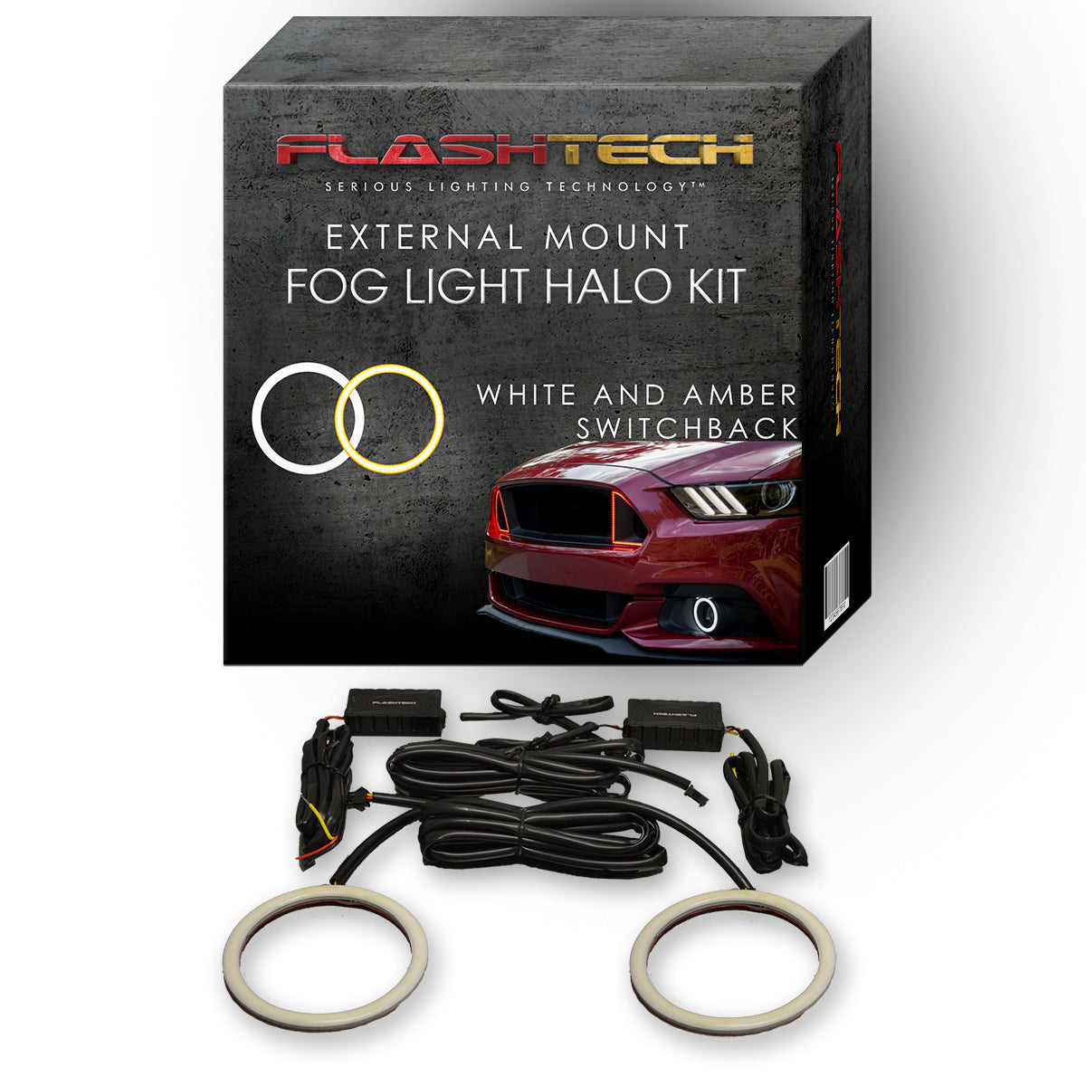 Ford-Mustang-2007, 2008, 2009-LED-Halo-Fog Lights-White & Amber-No Remote-FO-MUSGT0709-WF-WPE