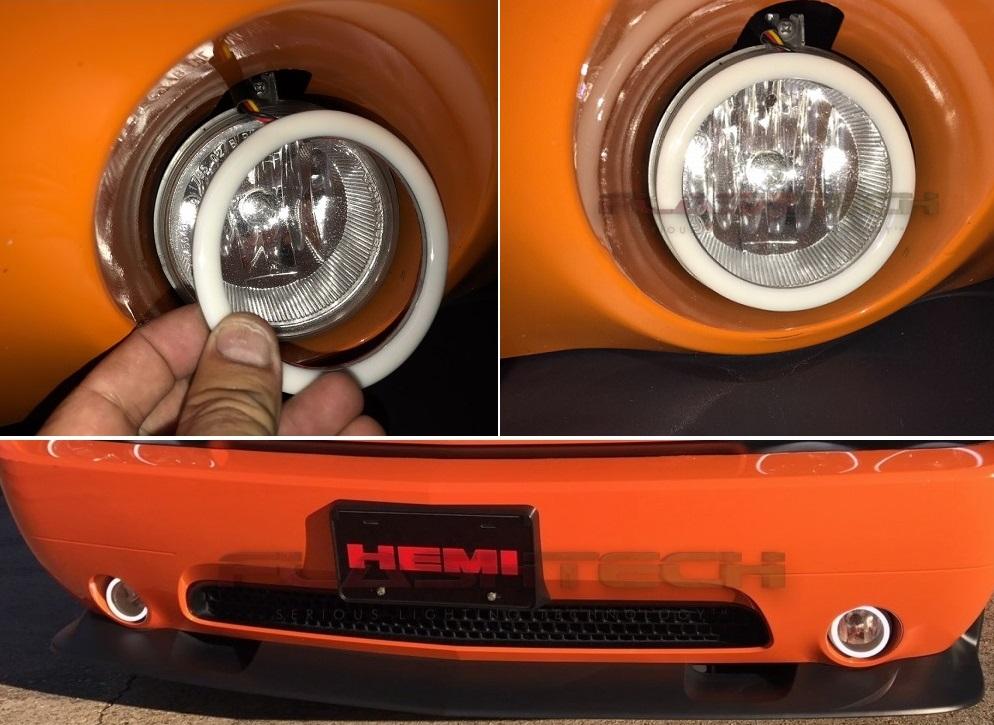 Ford-Mustang-2005, 2006, 2007, 2008, 2009-LED-Halo-Fog Lights-White / Amber-RF Remote White-FO-MU0509-WFRF-WPE