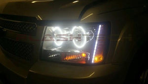 Chevrolet-Avalanche-2007, 2008, 2009, 2010, 2011, 2012, 2013-LED-Halo-Headlights-White-RF Remote White-CY-AV0713-WHRF