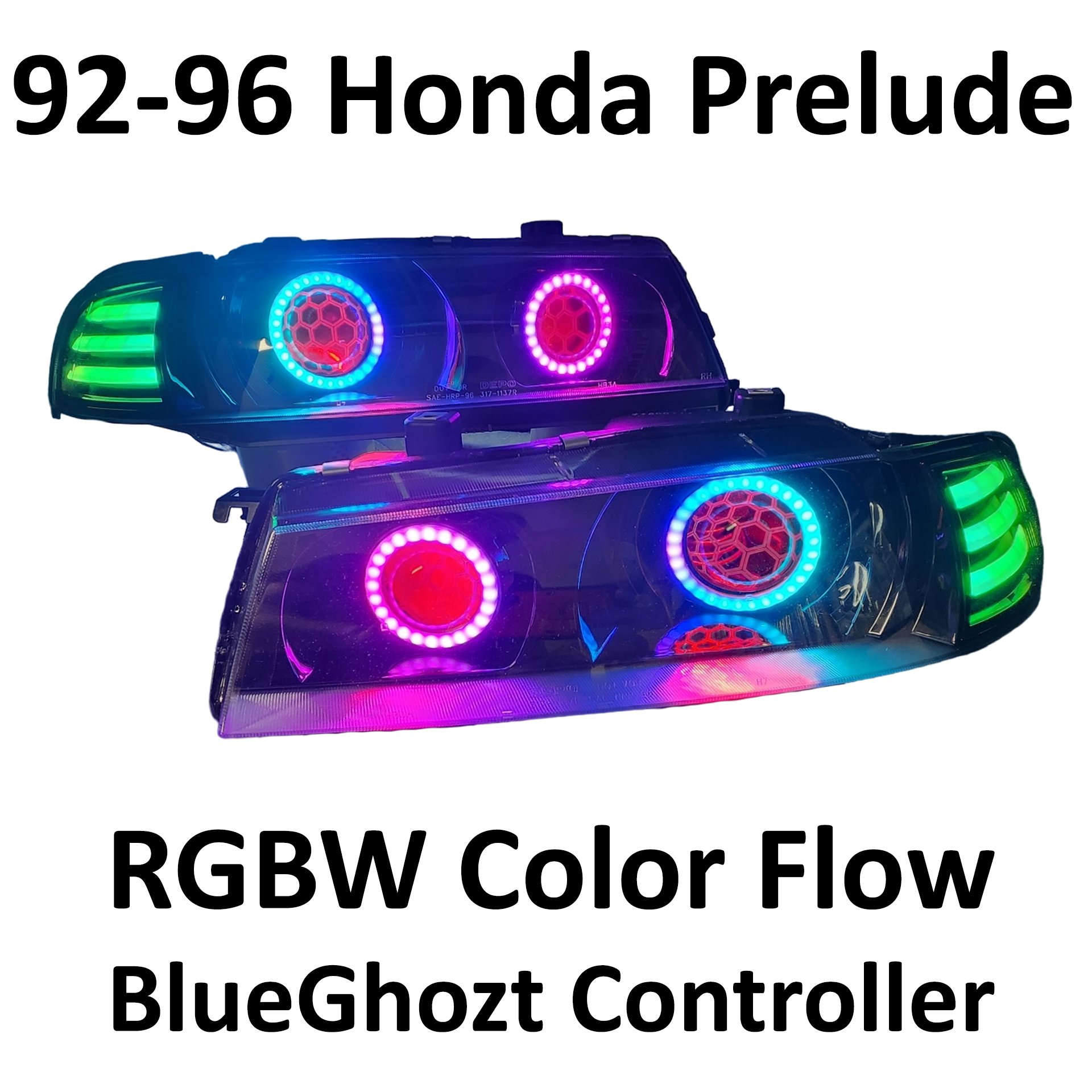 92-96 Honda Prelude Color Flow Headlights - Ready To Ship
