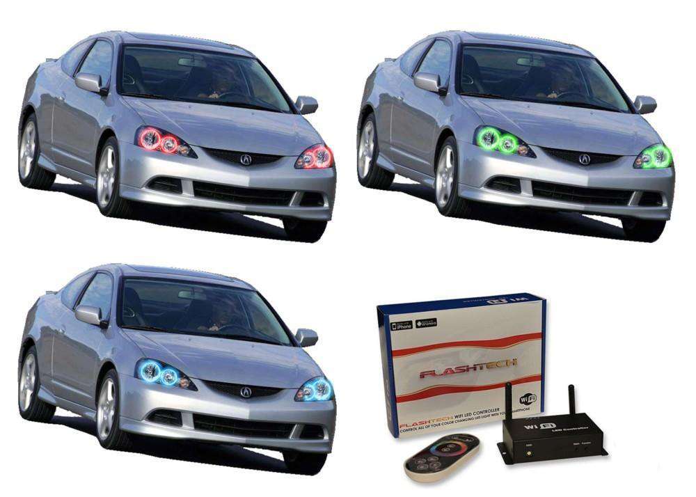 Acura-RSX-2002, 2003, 2004-LED-Halo-Headlights-RGB-WiFi Remote-AC-RX0204-V3HWI
